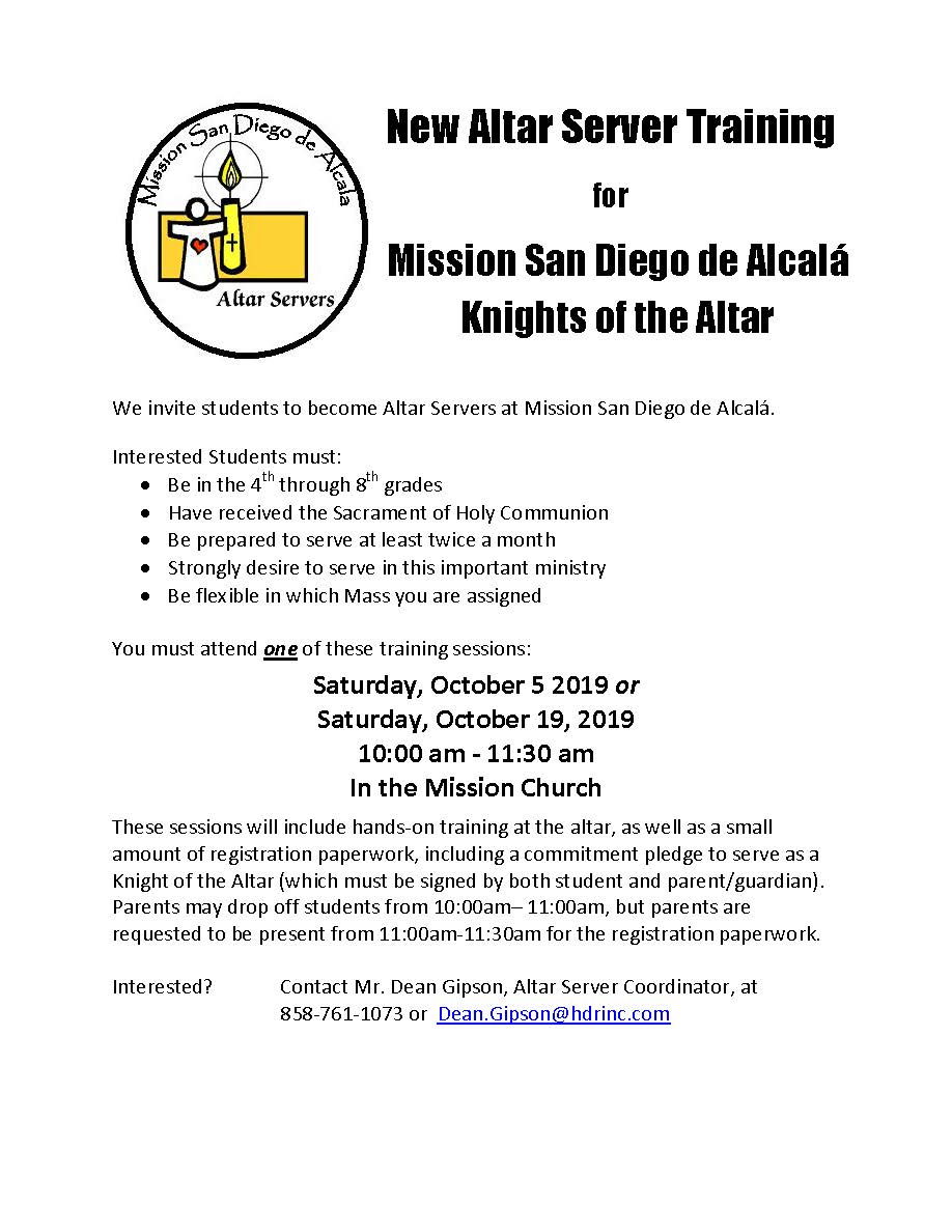 New Altar Server Training in the Mission Church