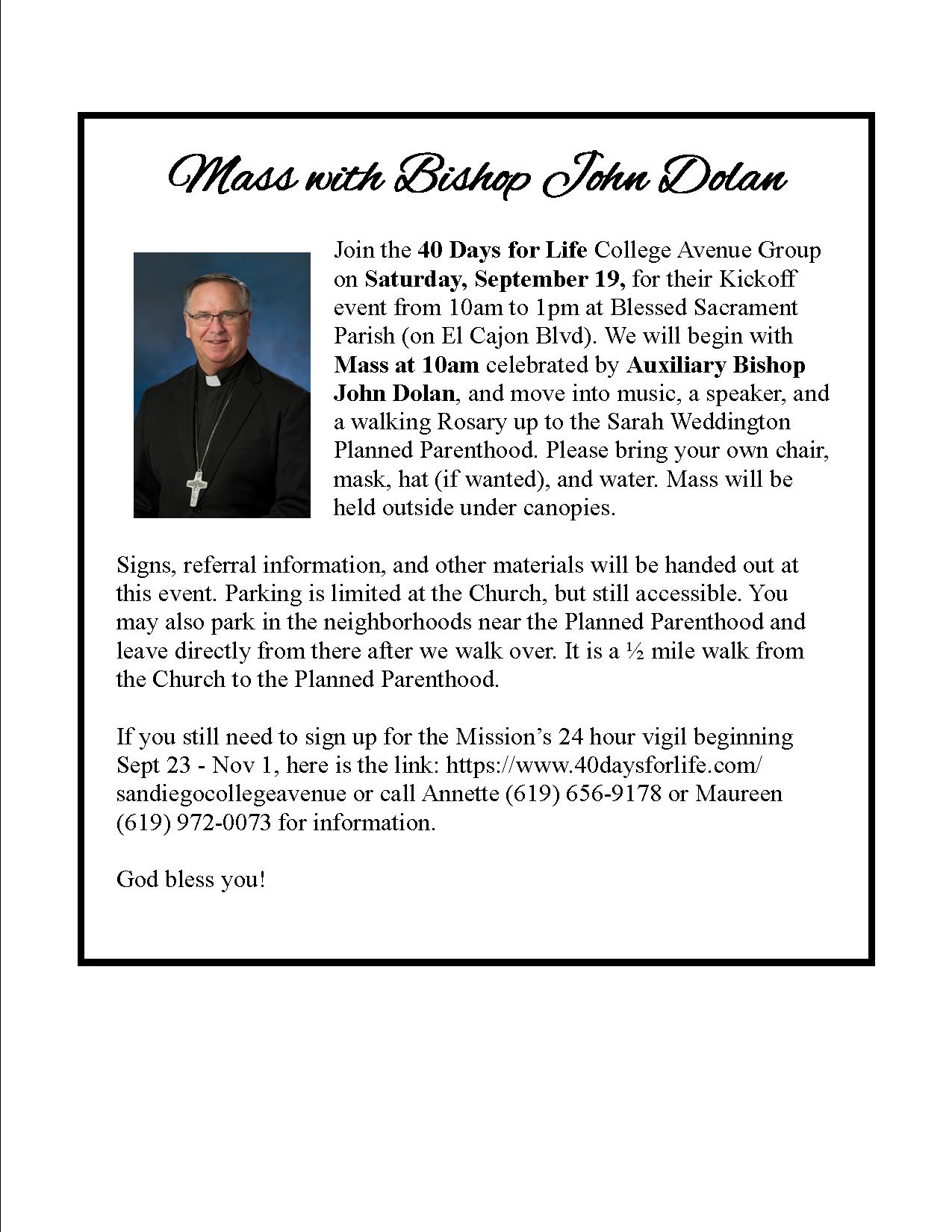 Mass with Bishop John Dolan